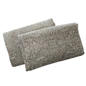 En Vogue Set of 2 Cotton Curtain Panels 50x94 Tan Cream Damask Scroll Back Tab